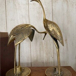 Elegant Gold Crane Figurines